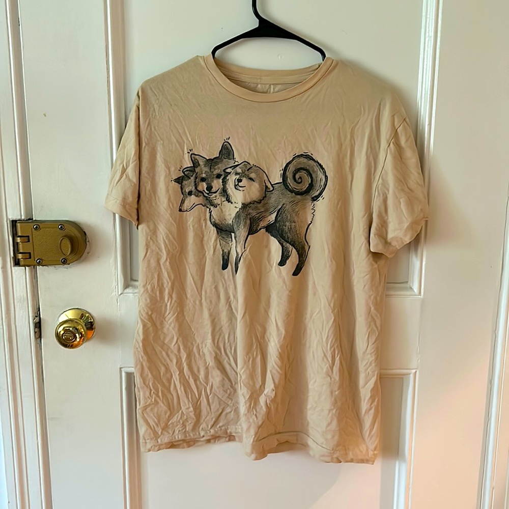 three headed dog T-shirt for sale, no rips, non-smoker house